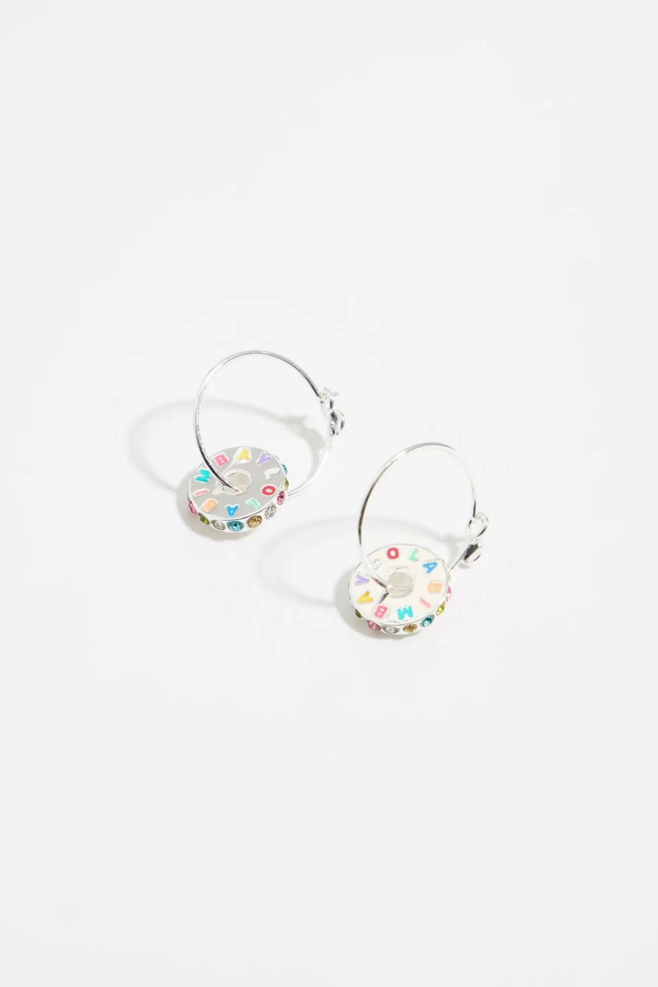 BIMBA Y LOLA Pendientes Aro Logo Cristales Multicolor Hot