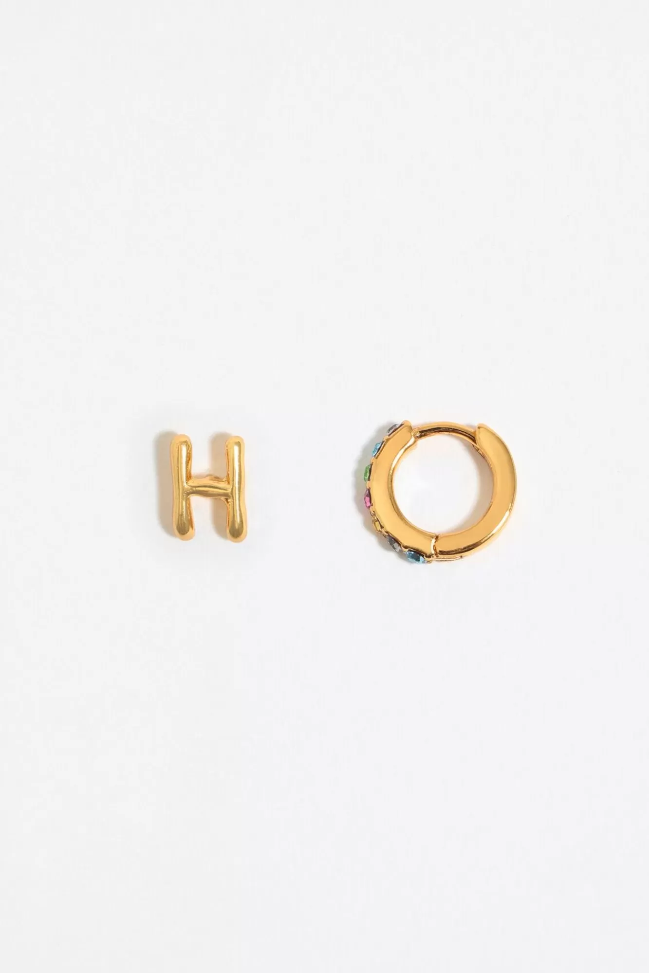 BIMBA Y LOLA Pendientes Letra H Y Aro Mini Cristales Multicolores Sale