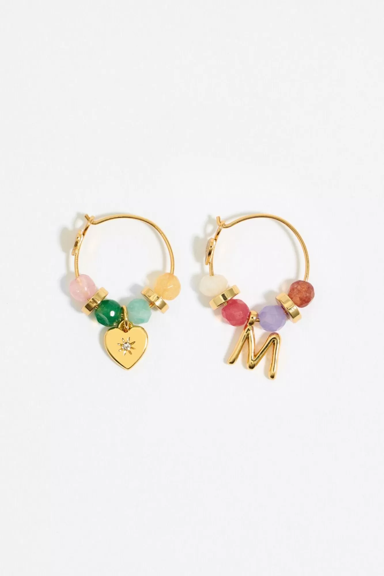 BIMBA Y LOLA Pendientes Letra M Piedras Multicolores Clearance